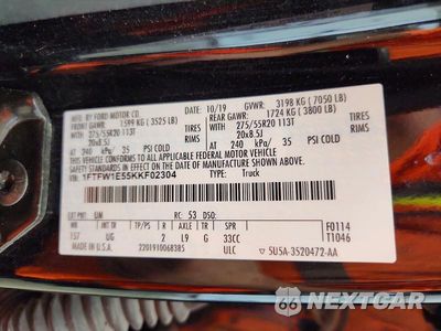 Zdjęcie 12 z 12 samochodu: 2019 FORD F150 SUPERCREW VIN:1FTFW1E55KKF02304 - miniatura