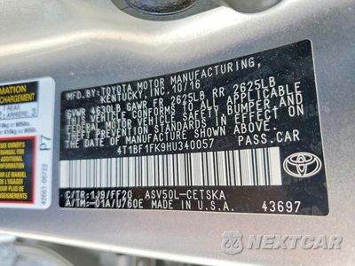 Zdjęcie 12 z 12 samochodu: 2017 TOYOTA CAMRY SE VIN:4T1BF1FK9HU340057 - miniatura