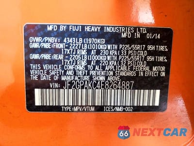 Zdjęcie 13 z 13 samochodu: 2014 SUBARU XV CROSSTREK 2.0 LIMITED VIN:JF2GPAKC4E8264887 - miniatura