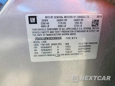 Zdjęcie 13 z 13 samochodu: 2012 GMC TERRAIN SLT VIN:2GKALUEK9C6368996 - miniatura
