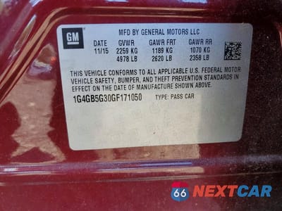 Zdjęcie 12 z 12 samochodu: 2016 BUICK LACROSSE VIN:1G4GB5G30GF171050 - miniatura