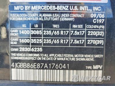 Zdjęcie 13 z 13 samochodu: 2007 MERCEDES-BENZ ML 350 VIN:4JGBB86E87A176041 - miniatura