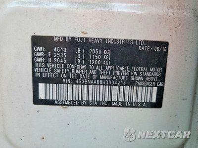 Zdjęcie 12 z 12 samochodu: 2017 SUBARU LEGACY 2.5I VIN:4S3BNAA68H3004214 - miniatura