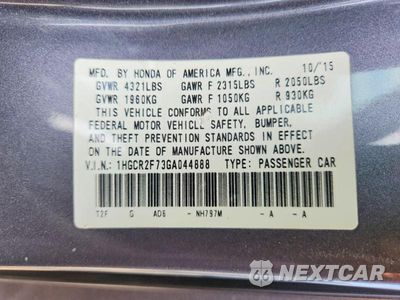 Zdjęcie 12 z 12 samochodu: 2016 HONDA ACCORD EX VIN:1HGCR2F73GA044888 - miniatura