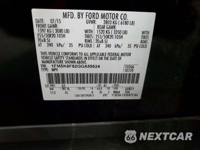 Zdjęcie 13 z 13 samochodu: 2016 FORD EXPLORER LIMITED VIN:1FM5K8F82GGA55624 - miniatura