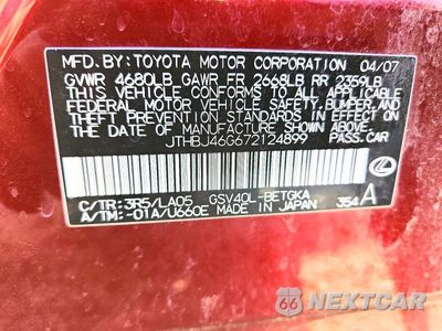 Zdjęcie 13 z 13 samochodu: 2007 LEXUS ES 350 VIN:JTHBJ46G672124899 - miniatura