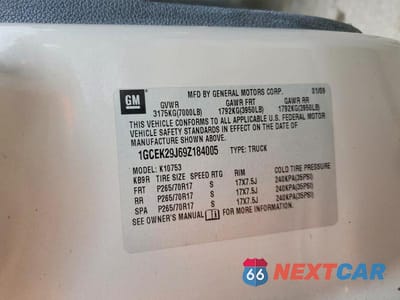 Zdjęcie 12 z 12 samochodu: 2009 CHEVROLET SILVERADO K1500 LT VIN:1GCEK29J69Z184005 - miniatura