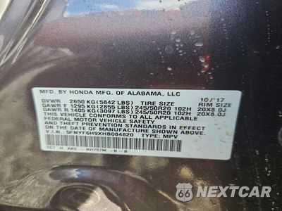 Zdjęcie 13 z 13 samochodu: 2017 HONDA PILOT TOURING VIN:5FNYF6H9XHB084820 - miniatura