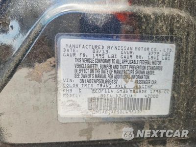 Zdjęcie 13 z 13 samochodu: 2013 NISSAN SENTRA S VIN:3N1AB7AP5DL695137 - miniatura