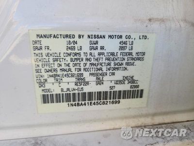 Zdjęcie 12 z 12 samochodu: 2005 NISSAN MAXIMA 3.5 SE VIN:1N4BA41E45C821699 - miniatura