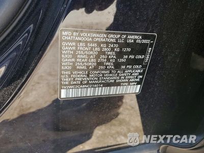 Zdjęcie 12 z 12 samochodu: 2022 VOLKSWAGEN ATLAS CROSS SPORT SE VIN:1V2WC2CA8NC214014 - miniatura