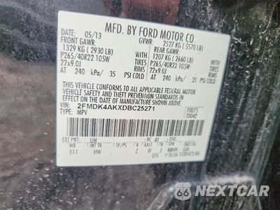 Zdjęcie 13 z 13 samochodu: 2013 FORD EDGE SPORT VIN:2FMDK4AKXDBC25271 - miniatura