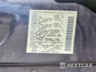 Zdjęcie 14 z 14 samochodu: 2007 NISSAN ARMADA SE FFV VIN:5N1BA08AX7N716089 - miniatura