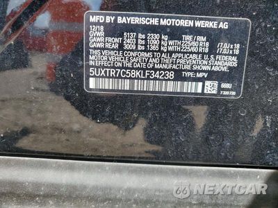 Zdjęcie 13 z 13 samochodu: 2019 BMW X3 SDRIVE30I VIN:5UXTR7C58KLF34238 - miniatura