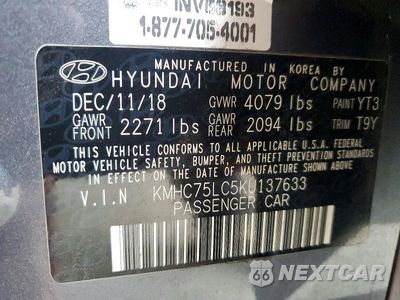 Zdjęcie 12 z 12 samochodu: 2019 HYUNDAI IONIQ SEL VIN:KMHC75LC5KU137633 - miniatura