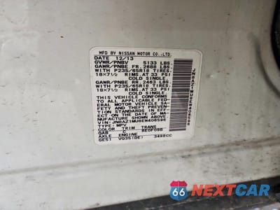 Zdjęcie 13 z 13 samochodu: 2014 NISSAN MURANO S VIN:JN8AZ1MU8EW406596 - miniatura