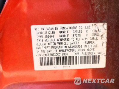 Zdjęcie 12 z 12 samochodu: 2012 HONDA FIT SPORT VIN:JHMGE8H53CC012806 - miniatura