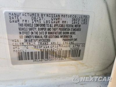 Zdjęcie 12 z 12 samochodu: 2017 NISSAN SENTRA S VIN:3N1AB7AP5HY393369 - miniatura