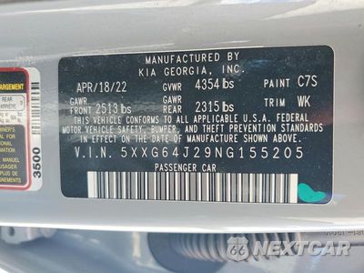 Zdjęcie 12 z 12 samochodu: 2022 KIA K5 GT LINE VIN:5XXG64J29NG155205 - miniatura