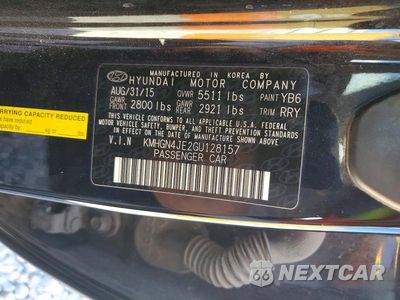 Zdjęcie 12 z 12 samochodu: 2016 HYUNDAI GENESIS 3.8L VIN:KMHGN4JE2GU128157 - miniatura
