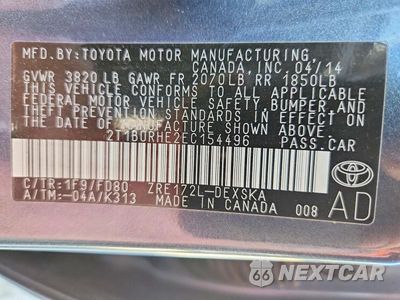 Zdjęcie 13 z 13 samochodu: 2014 TOYOTA COROLLA S PLUS VIN:2T1BURHE2EC154496 - miniatura