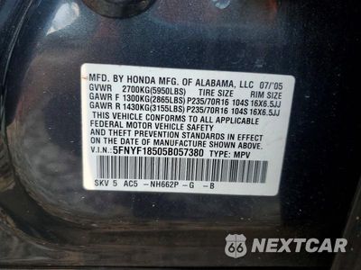 Zdjęcie 13 z 13 samochodu: 2005 HONDA PILOT EXL VIN:5FNYF18505B057380 - miniatura