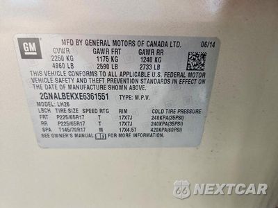 Zdjęcie 13 z 13 samochodu: 2014 CHEVROLET EQUINOX LT VIN:2GNALBEKXE6361551 - miniatura