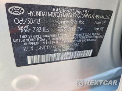 Zdjęcie 12 z 12 samochodu: 2019 HYUNDAI ELANTRA SE VIN:5NPD74LF7KH427184 - miniatura