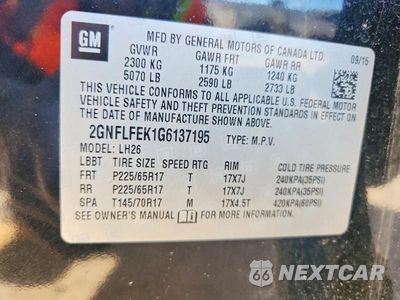 Zdjęcie 12 z 12 samochodu: 2016 CHEVROLET EQUINOX LT VIN:2GNFLFEK1G6137195 - miniatura
