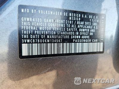 Zdjęcie 12 z 12 samochodu: 2019 VOLKSWAGEN JETTA S VIN:3VWCB7BU0KM134567 - miniatura
