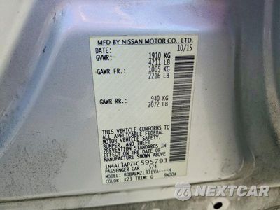 Zdjęcie 12 z 12 samochodu: 2015 NISSAN ALTIMA 2.5 SV VIN:1N4AL3AP7FC595791 - miniatura