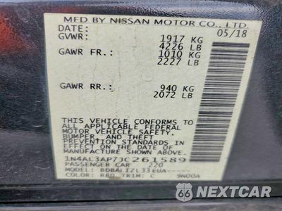 Zdjęcie 12 z 12 samochodu: 2018 NISSAN ALTIMA 2.5 SV VIN:1N4AL3AP7JC261589 - miniatura