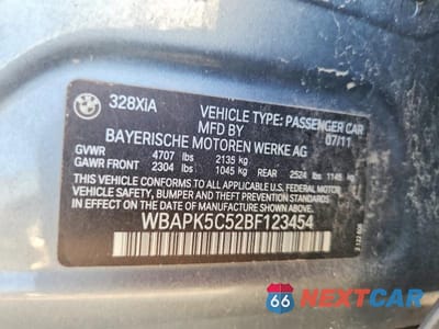 Zdjęcie 12 z 12 samochodu: 2011 BMW 328 XI SULEV VIN:WBAPK5C52BF123454 - miniatura