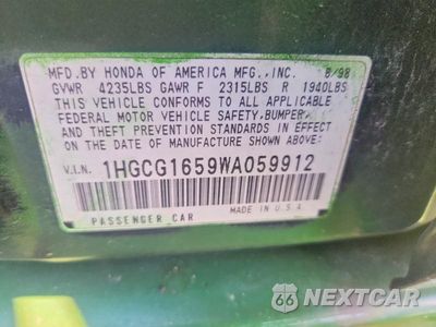Zdjęcie 12 z 12 samochodu: 1998 HONDA ACCORD EX VIN:1HGCG1659WA059912 - miniatura