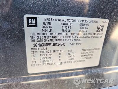Zdjęcie 12 z 12 samochodu: 2018 CHEVROLET EQUINOX PREMIER VIN:2GNAXMEV1J6124340 - miniatura