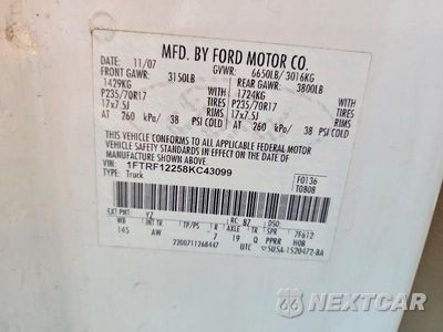 Zdjęcie 12 z 12 samochodu: 2008 FORD F150 VIN:1FTRF12258KC43099 - miniatura