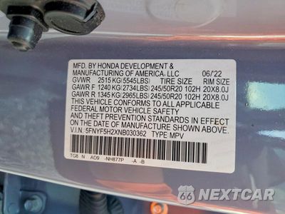 Zdjęcie 13 z 13 samochodu: 2022 HONDA PILOT SE VIN:5FNYF5H2XNB030362 - miniatura