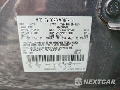 Zdjęcie 13 z 13 samochodu: 2021 FORD EXPLORER XLT VIN:1FMSK8DH6MGA29397 - miniatura