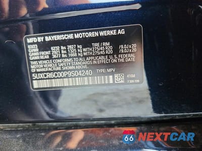 Zdjęcie 14 z 14 samochodu: 2023 BMW X5 XDRIVE40I VIN:5UXCR6C00P9S04240 - miniatura