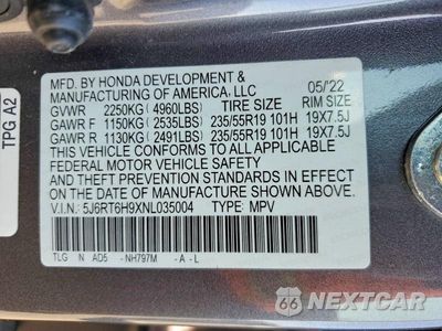 Zdjęcie 13 z 13 samochodu: 2022 HONDA CR-V TOURING VIN:5J6RT6H9XNL035004 - miniatura