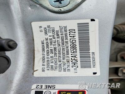 Zdjęcie 12 z 12 samochodu: 2006 HONDA CIVIC LX VIN:2HGFA16586H514720 - miniatura