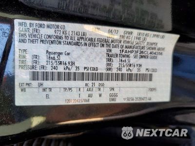 Zdjęcie 12 z 12 samochodu: 2012 FORD FOCUS SE VIN:1FAHP3F26CL404356 - miniatura