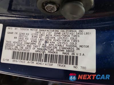 Zdjęcie 12 z 12 samochodu: 2008 TOYOTA TACOMA DOUBLE CAB LONG BED VIN:5TEMU52N78Z516010 - miniatura