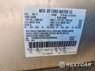 Zdjęcie 13 z 13 samochodu: 2017 FORD EXPLORER LIMITED VIN:1FM5K7F89HGD99964 - miniatura