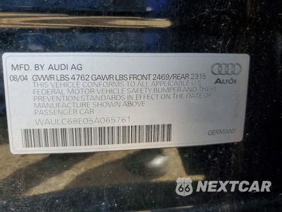 Zdjęcie 12 z 12 samochodu: 2005 AUDI A4 1.8T QUATTRO VIN:WAULC68E05A065761 - miniatura