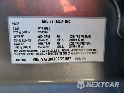Zdjęcie 13 z 13 samochodu: 2025 TESLA MODEL Y VIN:7SAYGDED0SF231067 - miniatura