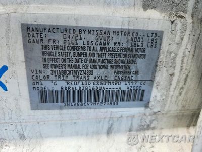 Zdjęcie 12 z 12 samochodu: 2021 NISSAN SENTRA SV VIN:3N1AB8CV7MY274833 - miniatura