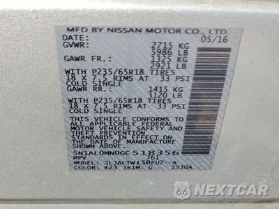 Zdjęcie 14 z 14 samochodu: 2016 INFINITI QX60 BASE VIN:5N1AL0MN0GC518356 - miniatura