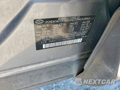 Zdjęcie 12 z 12 samochodu: 2019 HYUNDAI SANTA FE SE VIN:5NMS23AD4KH086776 - miniatura