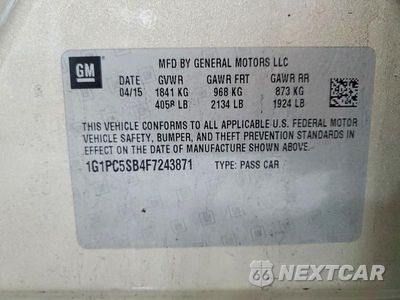 Zdjęcie 13 z 13 samochodu: 2015 CHEVROLET CRUZE LT VIN:1G1PC5SB4F7243871 - miniatura